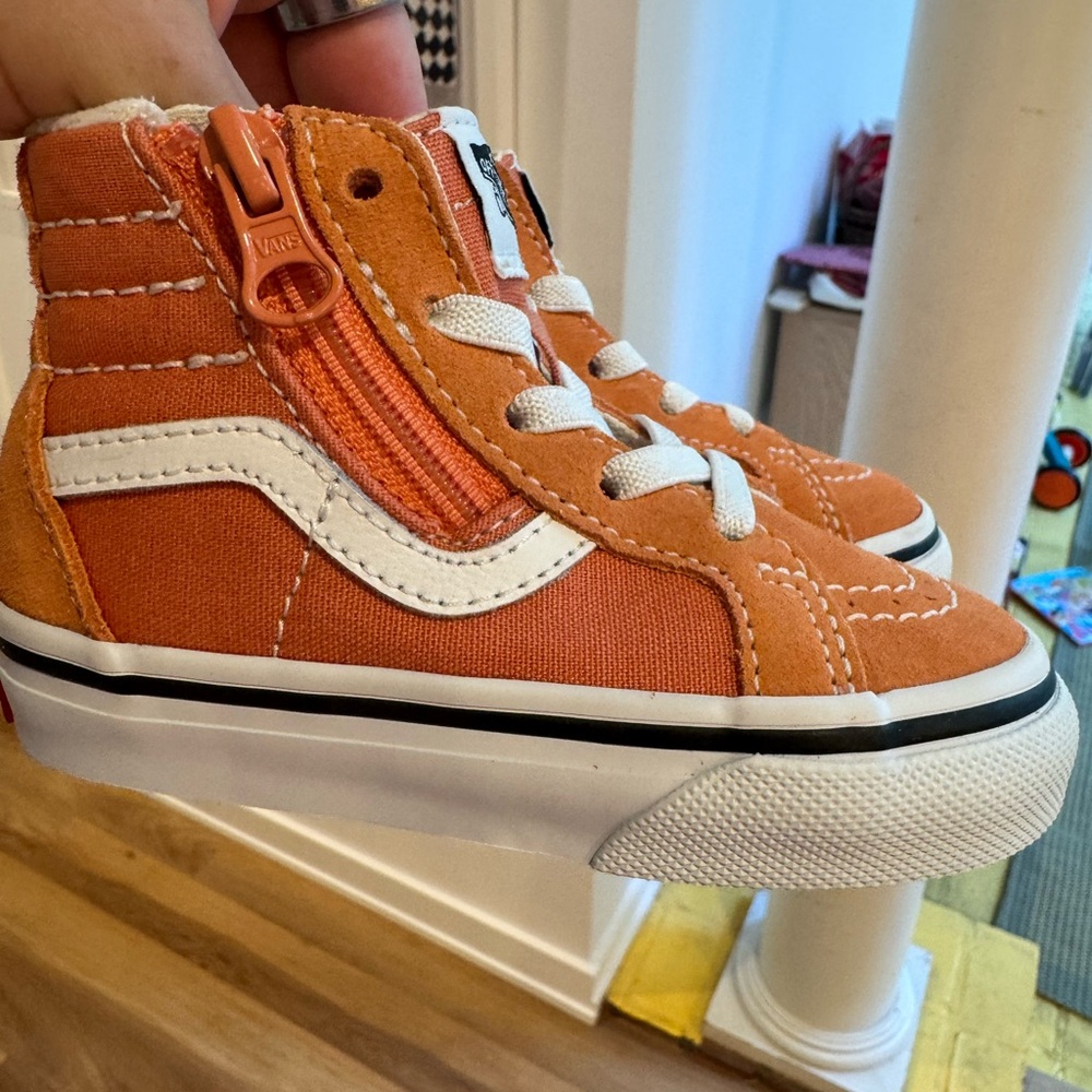 Vans Kids Orange High-Top Sneakers with White Accents - Picture 2 of 4